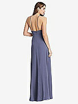 Rear View Thumbnail - French Blue High Neck Chiffon Maxi Dress with Front Slit - Lela