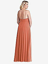 Alt View 2 Thumbnail - Terracotta Copper High Neck Chiffon Maxi Dress with Front Slit - Lela