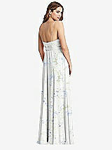 Rear View Thumbnail - Bleu Garden Chiffon Maxi Wrap Dress with Sash - Cora