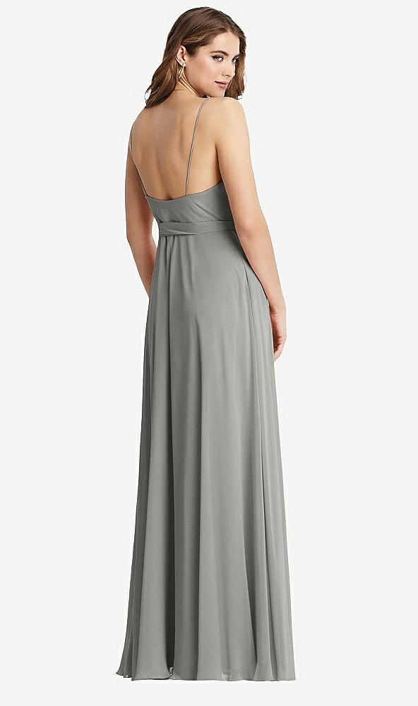 Back View - Chelsea Gray Chiffon Maxi Wrap Dress with Sash - Cora