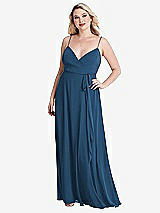 Alt View 1 Thumbnail - Dusk Blue Chiffon Maxi Wrap Dress with Sash - Cora