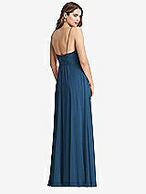 Rear View Thumbnail - Dusk Blue Chiffon Maxi Wrap Dress with Sash - Cora