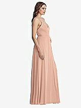 Side View Thumbnail - Pale Peach Chiffon Maxi Wrap Dress with Sash - Cora
