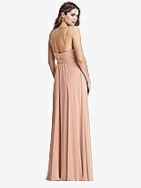 Rear View Thumbnail - Pale Peach Chiffon Maxi Wrap Dress with Sash - Cora
