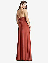 Rear View Thumbnail - Amber Sunset Chiffon Maxi Wrap Dress with Sash - Cora