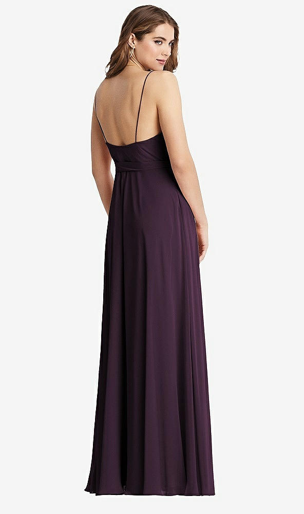 Back View - Aubergine Chiffon Maxi Wrap Dress with Sash - Cora