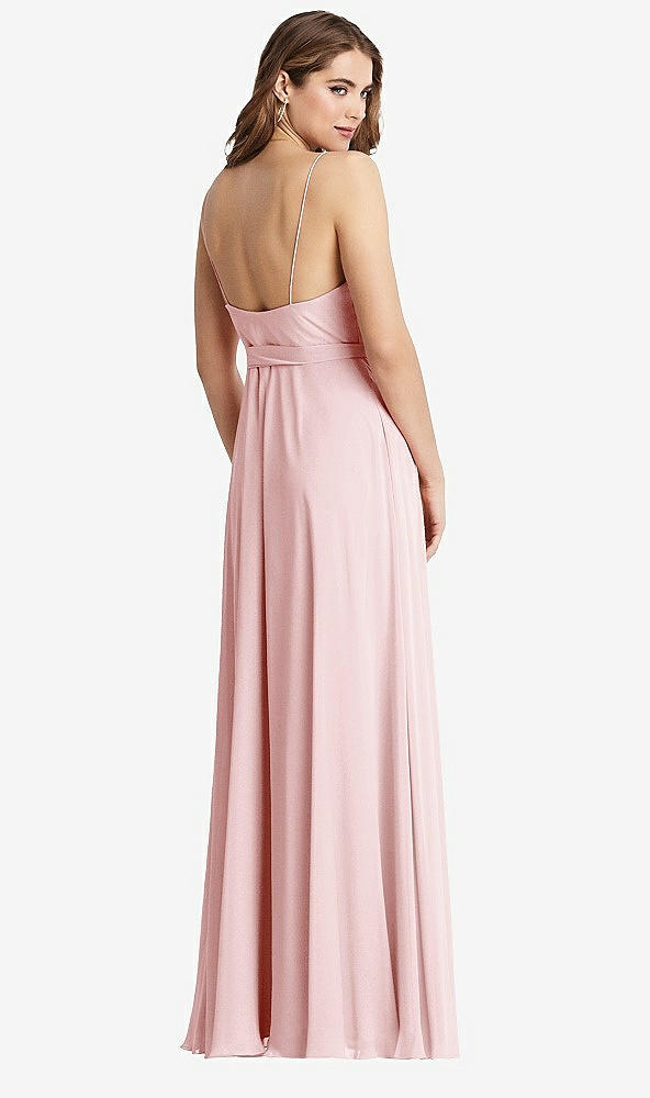 Back View - Ballet Pink Chiffon Maxi Wrap Dress with Sash - Cora