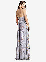 Rear View Thumbnail - Butterfly Botanica Silver Dove Chiffon Maxi Wrap Dress with Sash - Cora