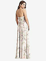 Rear View Thumbnail - Blush Garden Chiffon Maxi Wrap Dress with Sash - Cora