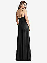 Rear View Thumbnail - Black Chiffon Maxi Wrap Dress with Sash - Cora