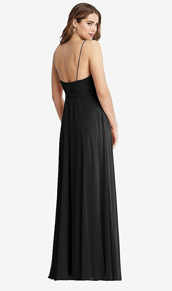 Back View - Black Chiffon Maxi Wrap Dress with Sash - Cora