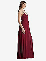 Side View Thumbnail - Burgundy Chiffon Maxi Wrap Dress with Sash - Cora