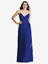 Front View Thumbnail - Cobalt Blue Chiffon Maxi Wrap Dress with Sash - Cora