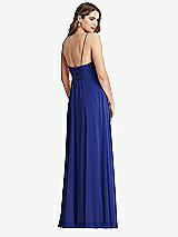 Rear View Thumbnail - Cobalt Blue Chiffon Maxi Wrap Dress with Sash - Cora