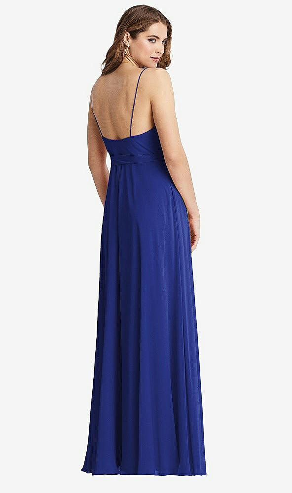 Back View - Cobalt Blue Chiffon Maxi Wrap Dress with Sash - Cora