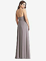 Rear View Thumbnail - Cashmere Gray Chiffon Maxi Wrap Dress with Sash - Cora