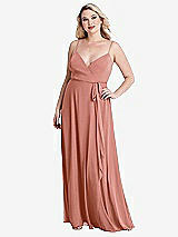 Alt View 1 Thumbnail - Desert Rose Chiffon Maxi Wrap Dress with Sash - Cora