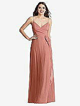 Front View Thumbnail - Desert Rose Chiffon Maxi Wrap Dress with Sash - Cora