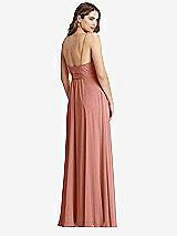 Rear View Thumbnail - Desert Rose Chiffon Maxi Wrap Dress with Sash - Cora