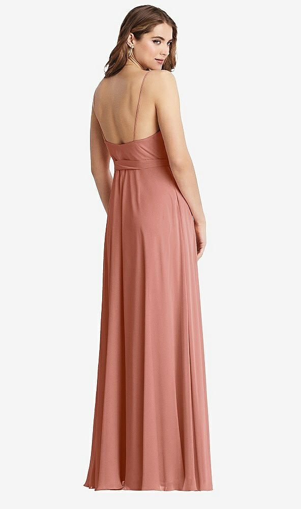 Back View - Desert Rose Chiffon Maxi Wrap Dress with Sash - Cora