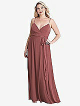 Alt View 1 Thumbnail - English Rose Chiffon Maxi Wrap Dress with Sash - Cora