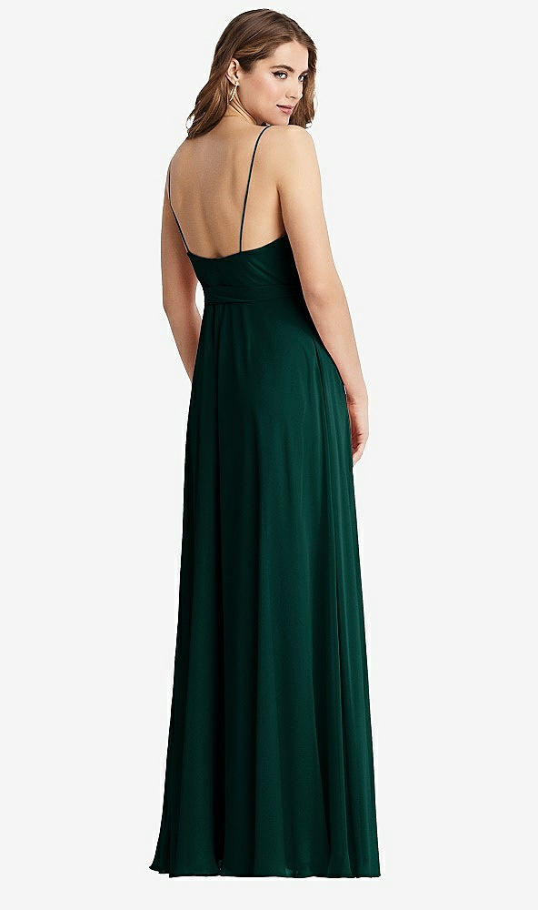 Back View - Evergreen Chiffon Maxi Wrap Dress with Sash - Cora