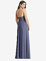 Rear View Thumbnail - French Blue Chiffon Maxi Wrap Dress with Sash - Cora