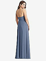 Rear View Thumbnail - Larkspur Blue Chiffon Maxi Wrap Dress with Sash - Cora