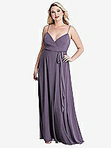 Alt View 1 Thumbnail - Lavender Chiffon Maxi Wrap Dress with Sash - Cora