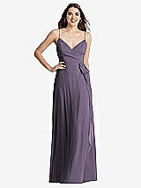 Front View Thumbnail - Lavender Chiffon Maxi Wrap Dress with Sash - Cora