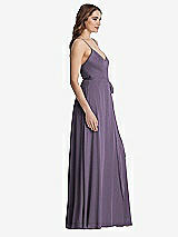 Side View Thumbnail - Lavender Chiffon Maxi Wrap Dress with Sash - Cora
