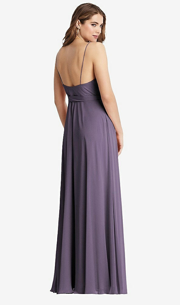Back View - Lavender Chiffon Maxi Wrap Dress with Sash - Cora