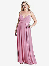 Alt View 1 Thumbnail - Powder Pink Chiffon Maxi Wrap Dress with Sash - Cora