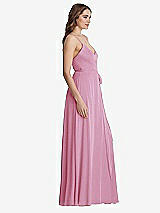 Side View Thumbnail - Powder Pink Chiffon Maxi Wrap Dress with Sash - Cora