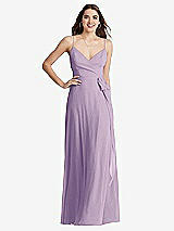 Front View Thumbnail - Pale Purple Chiffon Maxi Wrap Dress with Sash - Cora