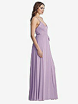 Side View Thumbnail - Pale Purple Chiffon Maxi Wrap Dress with Sash - Cora