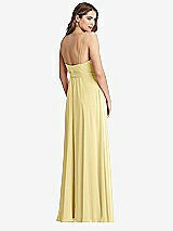Rear View Thumbnail - Pale Yellow Chiffon Maxi Wrap Dress with Sash - Cora