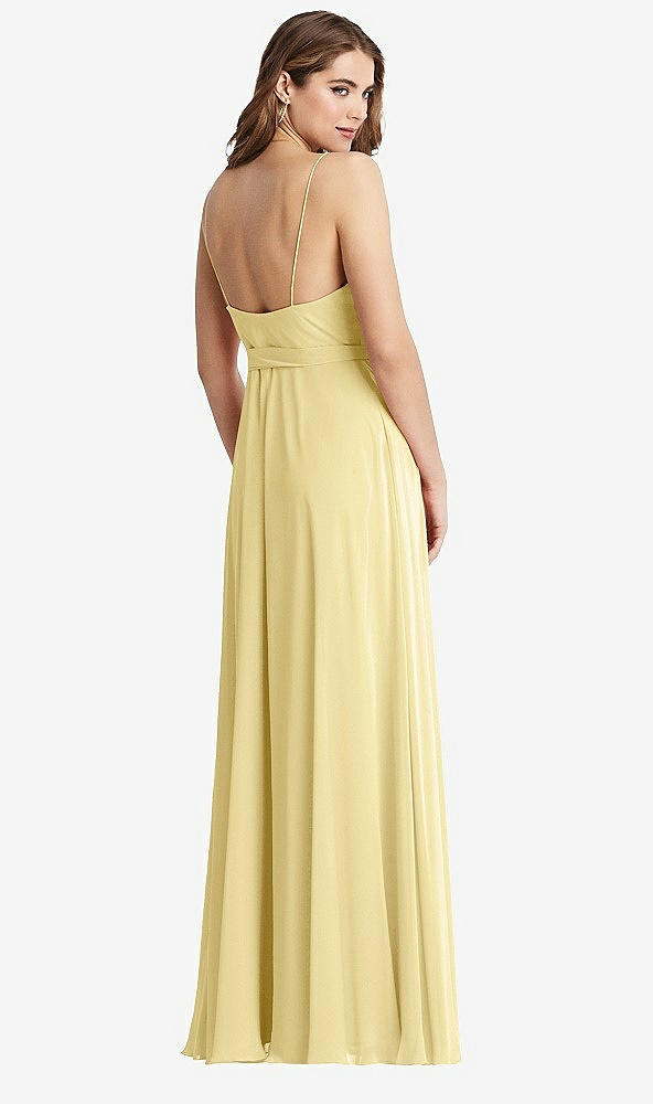 Back View - Pale Yellow Chiffon Maxi Wrap Dress with Sash - Cora