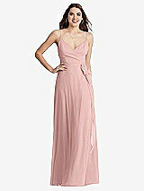 Front View Thumbnail - Rose - PANTONE Rose Quartz Chiffon Maxi Wrap Dress with Sash - Cora
