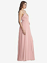 Side View Thumbnail - Rose - PANTONE Rose Quartz Chiffon Maxi Wrap Dress with Sash - Cora