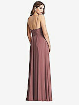 Rear View Thumbnail - Rosewood Chiffon Maxi Wrap Dress with Sash - Cora