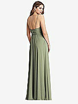Rear View Thumbnail - Sage Chiffon Maxi Wrap Dress with Sash - Cora