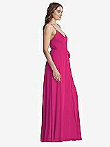 Side View Thumbnail - Think Pink Chiffon Maxi Wrap Dress with Sash - Cora