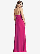 Rear View Thumbnail - Think Pink Chiffon Maxi Wrap Dress with Sash - Cora
