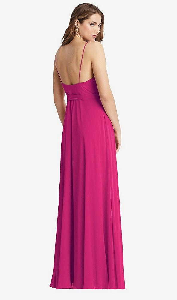 Back View - Think Pink Chiffon Maxi Wrap Dress with Sash - Cora