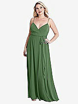 Alt View 1 Thumbnail - Vineyard Green Chiffon Maxi Wrap Dress with Sash - Cora