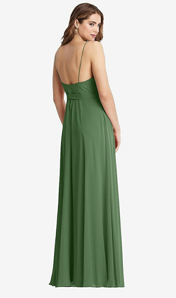 Back View - Vineyard Green Chiffon Maxi Wrap Dress with Sash - Cora