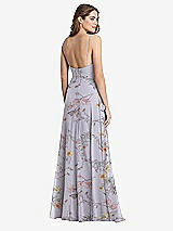Rear View Thumbnail - Butterfly Botanica Silver Dove Square Neck Chiffon Maxi Dress with Front Slit - Elliott