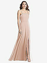Front View Thumbnail - Cameo Square Neck Chiffon Maxi Dress with Front Slit - Elliott