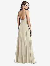 Rear View Thumbnail - Champagne Square Neck Chiffon Maxi Dress with Front Slit - Elliott